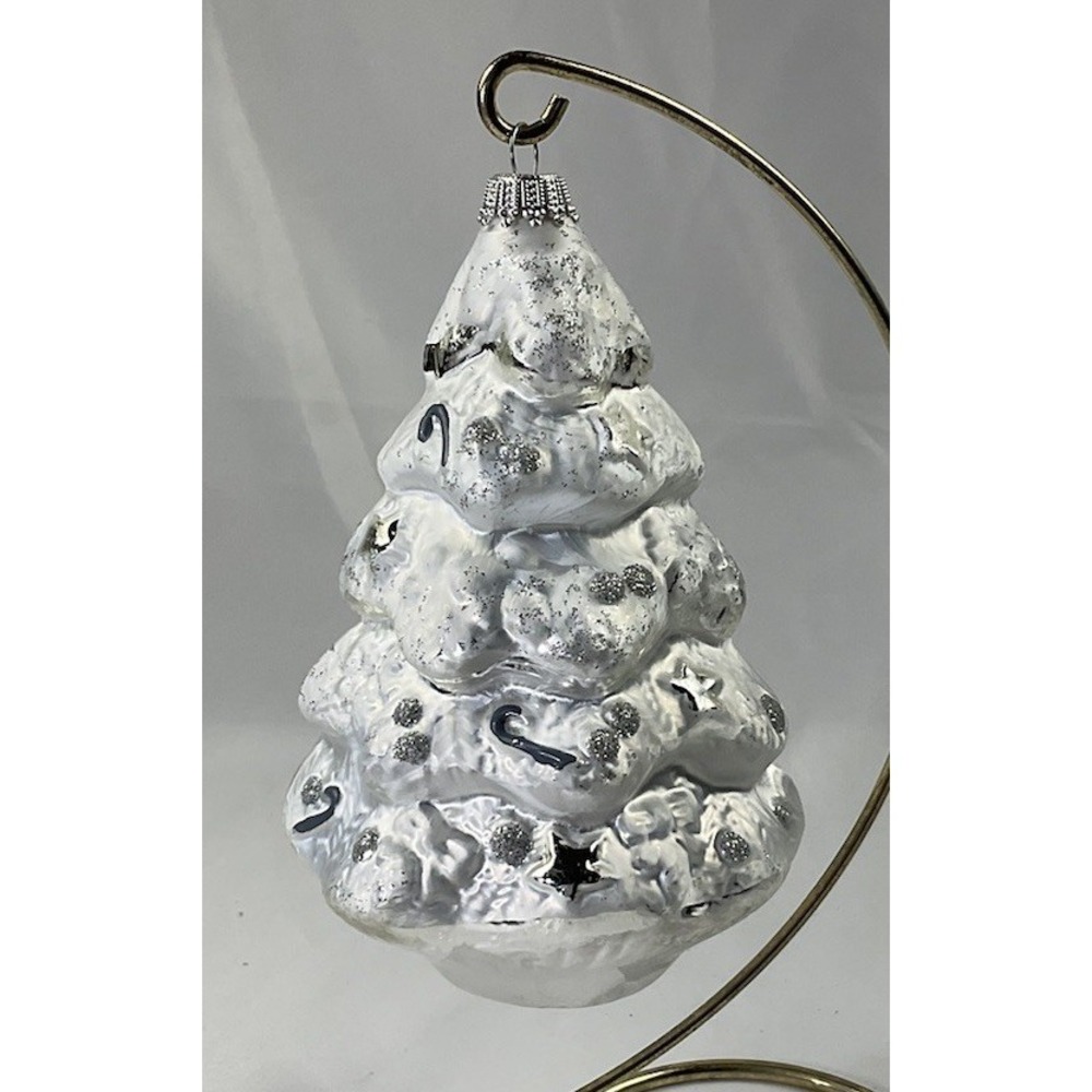 Silver And White Glass Christmas Tree Ornament